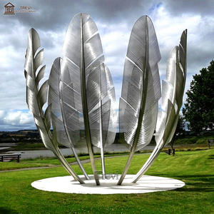 Magnifique conception de feuille d'artisanat en fil d'acier inoxydable grande sculpture de paysage - Product Image 6