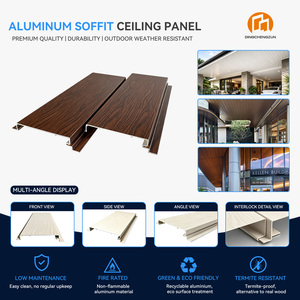Wood Grain Aluminum <strong>Soffit</strong> Panel Weatherproof Ceiling <strong>Cladding</strong> for Outdoor Patio &amp; Porch - Product Image 3