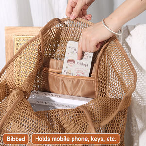 在庫卸売 ポータブル トラベル メッシュトート ビーチバッグ 大容量 ショルダーバッグ ファッション収納バッグ - Product Image 4