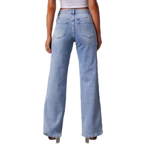 Pantalones Vaqueros Casuales de Moda para Mujer, Estilo Hipster, Lavados, con Corte Holgado y Empalmado, Venta al Por Mayor - Product Image 2