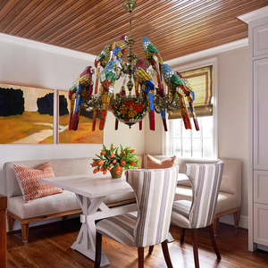 Lampe à Suspension Tiffany Vintage <span class=keywords><strong>Baroque</strong></span> Moderne Vitrail Perroquet Oiseau Inversé Église Hall Lustre Chambre <span class=keywords><strong>Plafonnier</strong></span> - Product Image 5