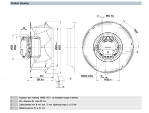 พัดลมแบบแรงเหวี่ยงย้อนกลับ EBM-PAPST รุ่น R3G560-RA24-03/AL1 EC สำหรับระบบระบายอากาศ HVAC และระบบจัดการอากาศในโรงงานอุตสาหกรรม - Product Image 4