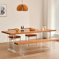 Bestseller Moderner Einzigartiger Rechteckiger Holz-Acryl Esstisch Rechteckiges Esszimmer-Set