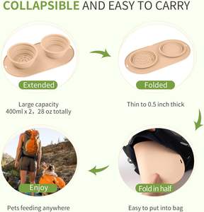 Katlanabilir 2 <span class=keywords><strong>In</strong></span> 1 çevre dostu 500ml evcil köpekler silikon katlanır seyahat su yiyecek kasesi fincan çanak - Product Image 3
