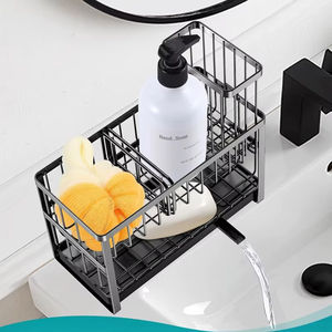 حامل إسفنج للمطبخ من طبقتين، رف تخزين قابل للتعديل فوق الحوض مع صينية تصريف - Product Image 6