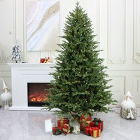 Sapin de Noël artificiel illuminé de haute qualité de 180 cm (6 pieds) pour l'extérieur avec décorations personnalisées et écologiques