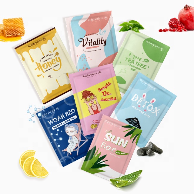 Wholesale OEM Vegan Organic Fruit Aloe Vera Tea Tree Moisturizing Whitening Anti Aging Facial Sheet Mask