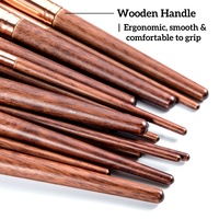Ensemble professionnel de 17 pinceaux de maquillage pour le visage et les yeux, manche en bois de qualité supérieure, poils synthétiques et naturels, kit cosmétique multifonctionnel pour poudre