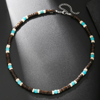 Mode Boho fait à la main Hawaii plage noix de coco collier de perles naturel Turquoise pierre surf collier pour hommes