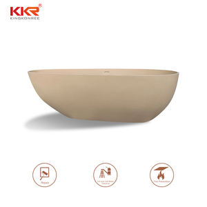 <span class=keywords><strong>Baignoire</strong></span> autoportante <span class=keywords><strong>en</strong></span> <span class=keywords><strong>forme</strong></span> <span class=keywords><strong>d</strong></span>'œuf, pierre artificielle or, Beige, Quartz, acrylique à Surface unie - Product Image 3