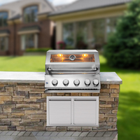 Barbecue à gaz extérieur intégré moderne de qualité supérieure avec acier inoxydable et 5 brûleurs