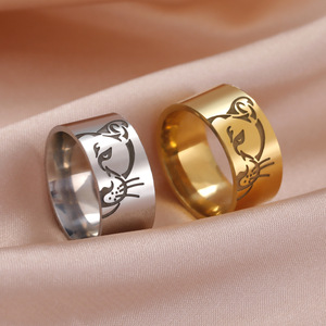 Aço inoxidável Cor do ouro Anéis de dedo para homens Mulheres Cool <span class=keywords><strong>Lion</strong></span> Head Ring Punk Animais Casal Moda Jóias Gift Accessories - Product Image 2