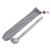 Portable extérieur pur titane vaisselle ensemble longue poignée étendue fourchette cuillère Camping café Dessert remuer cuillère vaisselle
