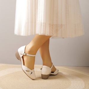 Sandales compensées épaisses à bout carré pour <span class=keywords><strong>femme</strong></span>, nouvelle collection été, en PU, semelle extérieure en caoutchouc, chaussures basses confortables - Product Image 4