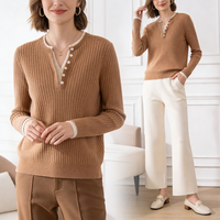 Vente directe usine – Pull en cachemire 100 % pour femme, chaud et amincissant, tricoté, décontracté, pour l'hiver, avec logo personnalisé