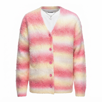 Pull en mohair tricoté pour homme, cardigan respirant à rayures, personnalisable avec logo sur le dos et le col, idéal pour l'hiver