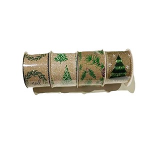 DAMAI Christmas <b>Wired</b> Edge <b>Ribbon</b> Green Christmas Tree Craft <b>Ribbon</b> <b>Wired</b> Fabric <b>Ribbon</b> for Wrapping DIY Bow Wreath Craft Making - Product Image 5