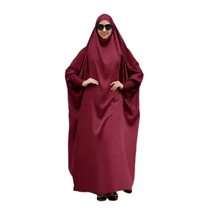 For Women One Piece Long Sleeve Islamic Prayer Dress with Hooded Hijab Maxi Kaftan Robe Modest Clothes