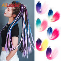 Extensions de cheveux en queue de cheval pour enfants, 24 pouces, ombré, lisses, effet Yaki, en fibre de qualité supérieure résistante à la chaleur