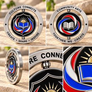Moneda Conmemorativa Personalizada de Doble Cara para Desafío de Spinner, Coleccionable de Arte Comunitario, OEM ODM - Product Image 3