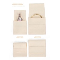 Pochette à bijoux en microfibre suédée pour bracelets, bagues et boucles d'oreilles, avec fermeture à rabat enveloppe, assortiment beige, rose, rouge, bleu marine, noir