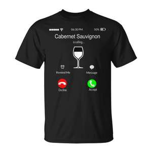 T-shirt Cabernet Sauvignon pour les amateurs de vin, design de costume, taille adulte unisexe - Product Image 1