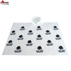 Poncho de pluie jetable en PE pas cher avec logo imprimé sur toute la surface en 1 couleur pour la promotion - Product Image 6