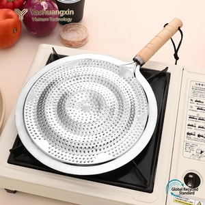 Almohadilla de cocina de acero inoxidable con mango, protector de sartén conductor de calor, almohadilla de aislamiento térmico antiescaldaduras para acampar - Product Image 4