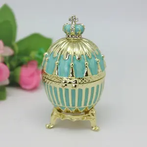 Shinnygiften Easter Faberge Ei Trinket Doos Kroon Stijl Sieraden Geschenkdoos Metalen Emaille Geschenkdoos