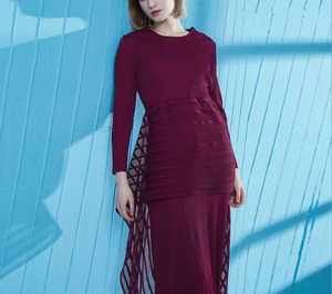otoño de manga larga de mujer de estilo francés plisado sexy temperamento elegante casual vestido de vestidos de <span class=keywords><strong>las</strong></span> mujeres - Product Image 5