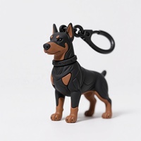 Porte-clés personnalisés en caoutchouc souple avec personnage Doberman Pinscher, accessoires pendentifs, jouets pour cadeaux promotionnels