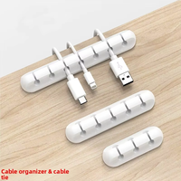 Attaches de gestion de câbles en silicone auto-adhésives, 24 pièces, organisateur de câbles de bureau réutilisable avec dos adhésif pour bureau et mur
