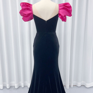 Jancember HX83 Velours Noir Manches Bouffantes Sirène Soirée Robes De Bal - Product Image 5