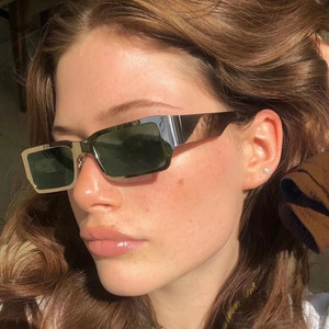 Retro Trendy Oval Frame Sunglasses Metal Half Frame Polarized Red Lens Sunscreen For Women And Men Individualistic Style - Product Image 2