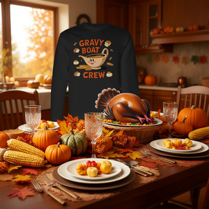 Maglietta a maniche lunghe Gravy Boat Crew Thanksgiving Food, design unisex premium per adulti - Product Image 3