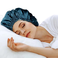 Très Grand Bonnet de Nuit Double Couche en Soie et Satin Réversible, Diamètre 38cm, Uni