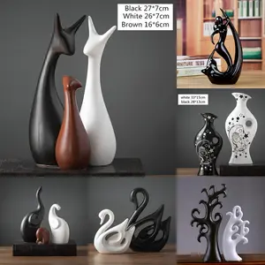 Decoração de cerâmica de animais em porcelana, ornamentos de animais nórdicos de porcelana, cervos e elefantes, decoração de casa, armário, presente