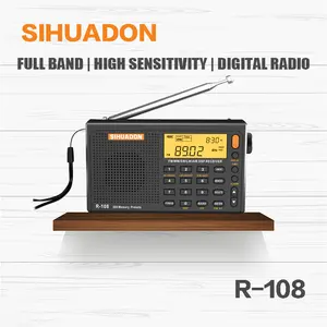 SIHUADON XHDATA R-108ミニポケットポータブルデジタルホームクロックラジオ、AM FM SW LWエアDSPフルバンドワールドラジオ受信機付き