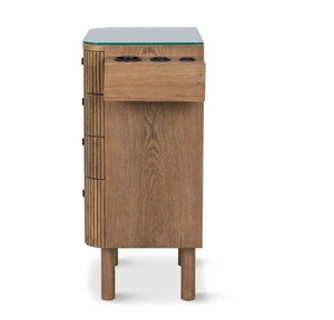 Nouvelle conception de chariot de salon de beauté portable en MDF avec plateau en verre, station de travail pour coiffeur, avec support pour sèche-cheveux - Product Image 4