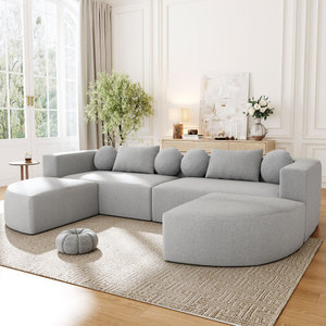 Boneless Modular Sectional <b>Sofa</b> Set 114.9" Free-Combined Chenille L-Shape <b>Modern</b> Villa <b>Sofa</b> <b>Bed</b> with Deep Seating Eco-Friendly - Product Image 1