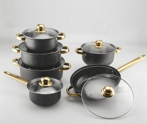 Batterie de Cuisine Antiadhésive de 12 Pièces en Acier Inoxydable, Poignées Dorées, <span class=keywords><strong>Faitout</strong></span> <span class=keywords><strong>et</strong></span> Casserole à Lait pour Usage en Cuisine - Product Image 4