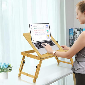 GL bambu dizüstü bilgisayar masası ayarlanabilir taşınabilir kahvaltı hizmet yatak tepsisi eğimli üst çekmece ile sörf için okuma için kanepe - Product Image 4