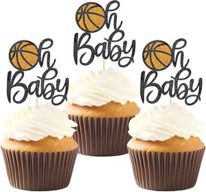 Adornos para Cupcakes de Baloncesto Oh Baby, Decoraciones para Cupcakes de Baby Shower, Cumpleaños, Temática Deportiva, Fiesta de Niños - Product Image 1