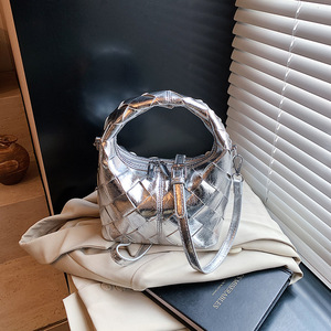 PLAYMAX 2026 Elegant Classic Metal Ring Cloud Bag Hand Carry Evening Party <b>Purse</b> Premium <b>Small</b> Chain Strap Portable Woven - Product Image 3