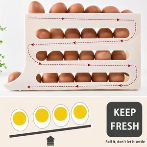 Plastic Slide Soap Box Refrigerator Side Door Four Tier <b>Automatic</b> Roller Kitchen Countertop Eco-Friendly Durable PP Storage - Product Image 4