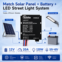 Contrôleur solaire MPPT Boost 12120 12V 120W 20A fiable Sukite pour éclairage public à énergie solaire avec capteur
