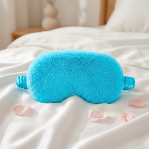 Luxurious Plush <b>Eye</b> <b>Mask</b> Blue Soft Sleep Blindfold Polyester Washable for Restful Sleep - Product Image 1