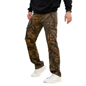 Custom Camouflage Distressed Desgin Streetwear Custom Logo Wholesale Cargo Pants