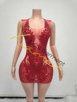 Robe transparente pour femme Ocstrade avec strass, robe courte scintillante à paillettes, robe de fête d'anniversaire, robe mini sexy en cristal pour performance en club