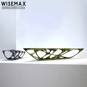 WISEMAX家具设计师独特客厅玻璃纤维茶几现代豪华不规则酒店大堂中心桌
